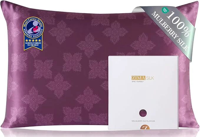 ZIMASILK Pure Mulberry Silk Pillowcase for Hair and Skin Health Soft and Smooth Both Sides Premium Grade 6A Silk 600 Thread Count with Hidden Zipper 1pc King 20 quot x36 quot Dark Mauve Casual