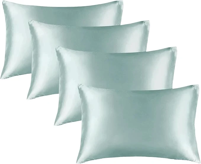 Selected BEDELITE Satin Pillowcase for Hair and Skin Super Soft Similar to Silk Pillow Cases 4 Pack with Envelope Closure Cooling Pillowcases for Women Men 20 quot x30 quot Queen Size Haze Blue Dependable