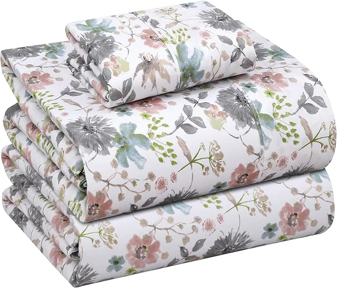Efficient RUVANTI Cotton Sheets – Twin Size Percale Bedding Cooling amp Breathable Floral Design Durable with a Crisp Soft amp Comfortable Feel 16 quot Deep Pocket 3-Piece Set Dandelion Field High-Grade