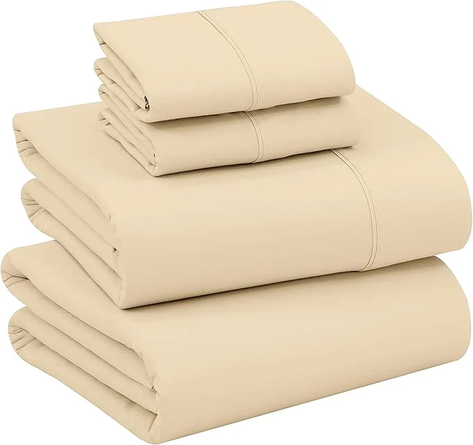 Safe RUVANTI Cotton Sheets – Full Size Percale Bedding Cooling amp Breathable Durable with a Crisp Soft amp Comfortable Feel 16 quot Deep Pocket 4-Piece Set Beige Stylish