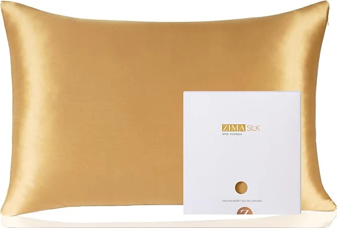 Reliable ZIMASILK Pure Mulberry Silk Pillowcase for Hair and Skin Both Side 19 Momme Silk 1pc Standard 20 39 39 x26 39 39 Golden Fine