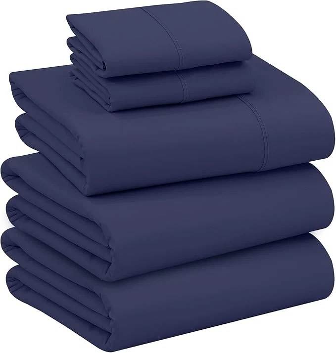 Responsible RUVANTI Cotton Sheets – Split King Size Percale Bedding Cooling amp Breathable Durable with a Crisp Soft amp Comfortable Feel 16 quot Deep Pocket 5-Piece Set Crown Blue Artisan