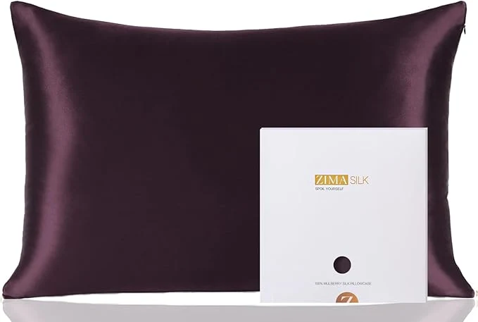 Minimalist ZIMASILK Pure Mulberry Silk Pillowcase for Hair and Skin Health Soft and Smooth Both Sides Premium Grade 6A Silk 600 Thread Count with Hidden Zipper 1pc Queen 20 39 39 x30 39 39 Eggplant Purple Effective