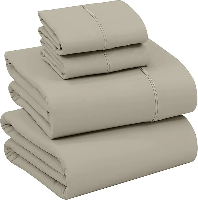 Luxury RUVANTI Cotton Sheets – King Size Percale Bedding Cooling amp Breathable Durable with a Crisp Soft amp Comfortable Feel 16 quot Deep Pocket 4-Piece Set Taupe Unique