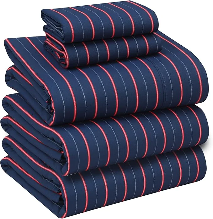 Powerful RUVANTI Cotton Sheets – Split King Size Percale Bedding Cooling amp Breathable Floral Design Durable with a Crisp Soft amp Comfortable Feel 16 quot Deep Pocket 5-Piece Set Nautical Premium Material