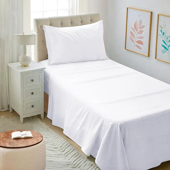 Smart Mejoroom Twin XL Sheet Set – Hotel Luxury Microfiber Sheet amp Pillowcase Sets Fits College Dorm Room Mattress – Soft Breathable Wrinkle amp Fade Resistant – 3 Piece White Pure