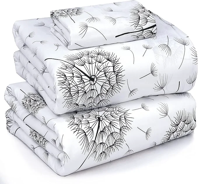 Natural RUVANTI Cotton Sheets – Twin XL Size Percale Bedding Cooling amp Breathable Floral Design Durable with a Crisp Soft amp Comfortable Feel 16 quot Deep Pocket 3-Piece Set Dandelion World-Class