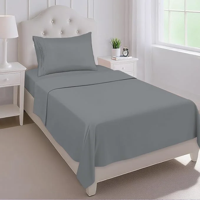 Pure Mejoroom Twin Sheet Set – Hotel Collection Twin Sheets – Bedding Sheets amp Pillowcases with Deep Pocket Fitted Sheet Breathable Wrinkle amp Fade Resistant – 3 Piece Gray Classic