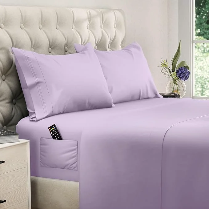 Superior DREAMCARE King Size Sheets Set – Cooling Bed Sheets – 4pcs Set – up to 15 quot Deep Pocket King Sheet Set – Soft amp Long Lasting Cooling – Fine Brushed Microfiber with Side Pocket – Lavender Sustainable