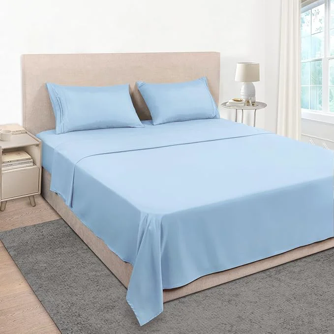 Reliable Mejoroom Queen Sheet Set – Hotel Luxury 1800 Sheets amp Pillowcase Sets – Extra Soft Bed Sheets – Deep Pocket Fitted Sheet Breathable Wrinkle amp Fade Resistant – 4 Piece Queen Light Blue Innovative