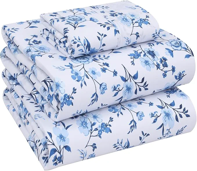 Quality RUVANTI Cotton Sheets – Twin XL Size Percale Bedding Cooling amp Breathable Floral Design Durable with a Crisp Soft amp Comfortable Feel 16 quot Deep Pocket 3-Piece Set Annual Effective