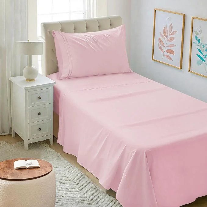 Stylish Mejoroom Twin XL Sheet Set – Hotel Luxury Microfiber Sheet amp Pillowcase Sets Fits College Dorm Room Mattress – Soft Breathable Wrinkle amp Fade Resistant – 3 Piece Blush Pink World-Class