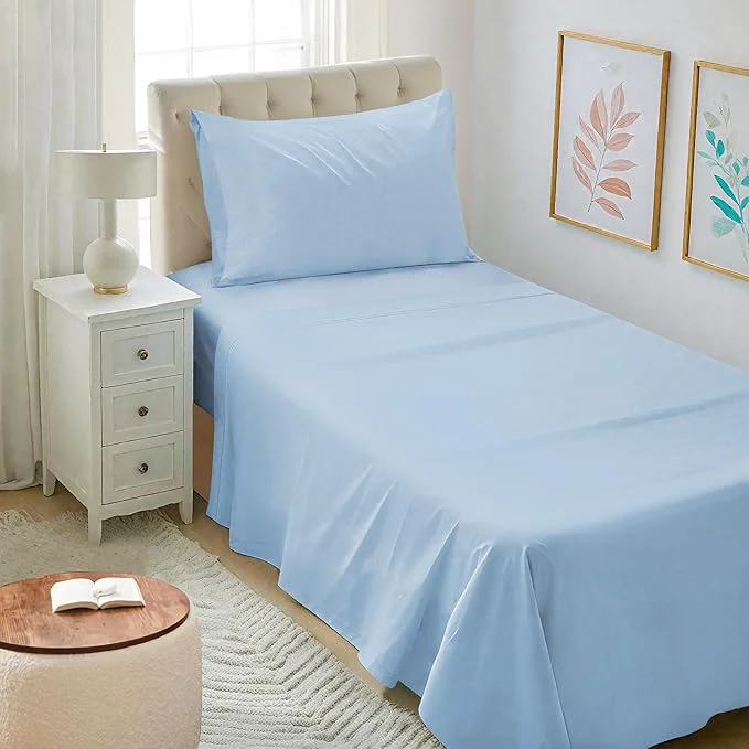Fine Mejoroom Twin XL Size Sheet Set – Soft Microfiber Bed Sheets Deep Pocket Fitted Sheet Soft Breathable Wrinkle amp Fade Resistant – 3 Piece Light Blue Elite