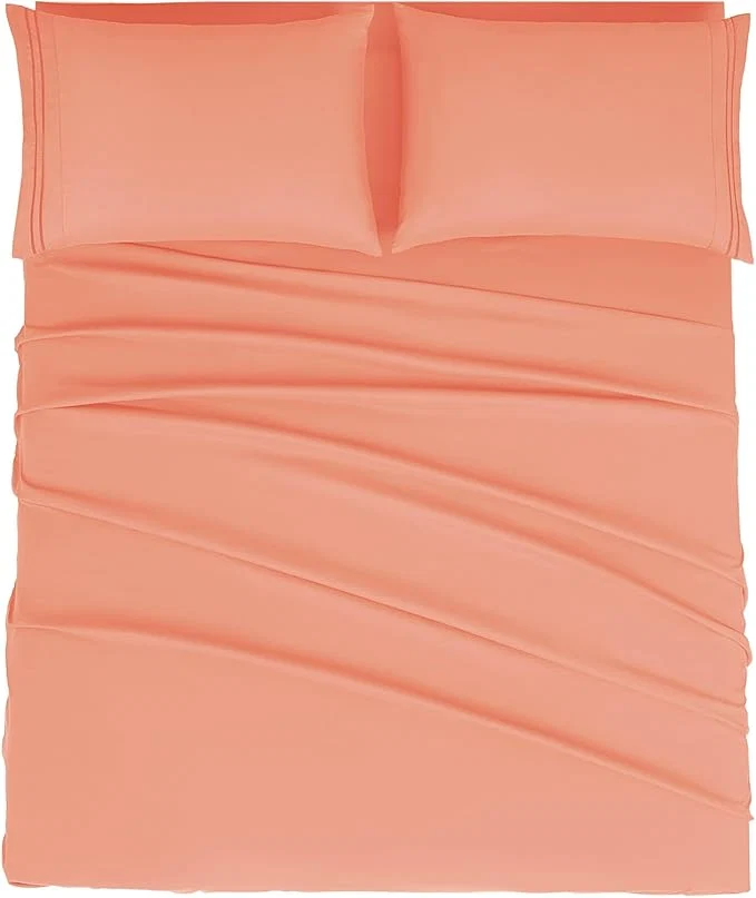 Carefully Designed Mejoroom California King Size Sheet Set – Soft Microfiber Bed Sheets Deep Pocket Fitted Sheet Breathable Wrinkle amp Fade Resistant – 4 Piece California King Coral Unique