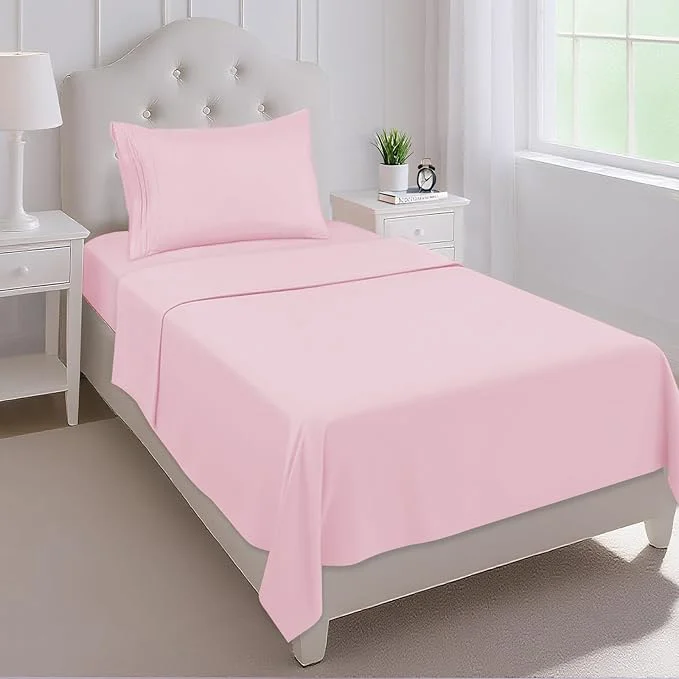 Mejoroom Twin Sheet Set – Hotel Collection Twin Sheets – Bedding Sheets amp Pillowcases with Deep Pocket Fitted Sheet Breathable Wrinkle amp Fade Resistant – 3 Piece Blush Pink Trendy
