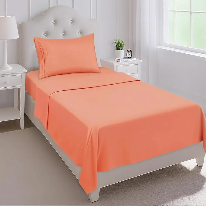 Green Mejoroom Twin Sheet Set – Hotel Collection Twin Sheets – Bedding Sheets amp Pillowcases with Deep Pocket Fitted Sheet Breathable Wrinkle amp Fade Resistant – 3 Piece Coral Stylish