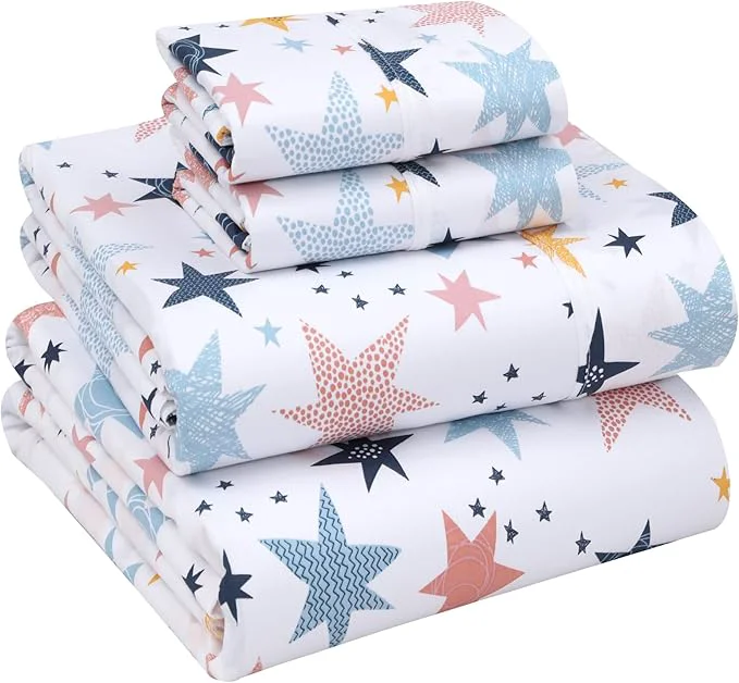 Innovative RUVANTI Cotton Sheets – Queen Size Percale Bedding Cooling amp Breathable Floral Design Durable with a Crisp Soft amp Comfortable Feel 16 quot Deep Pocket 4-Piece Set Fault Star Clean