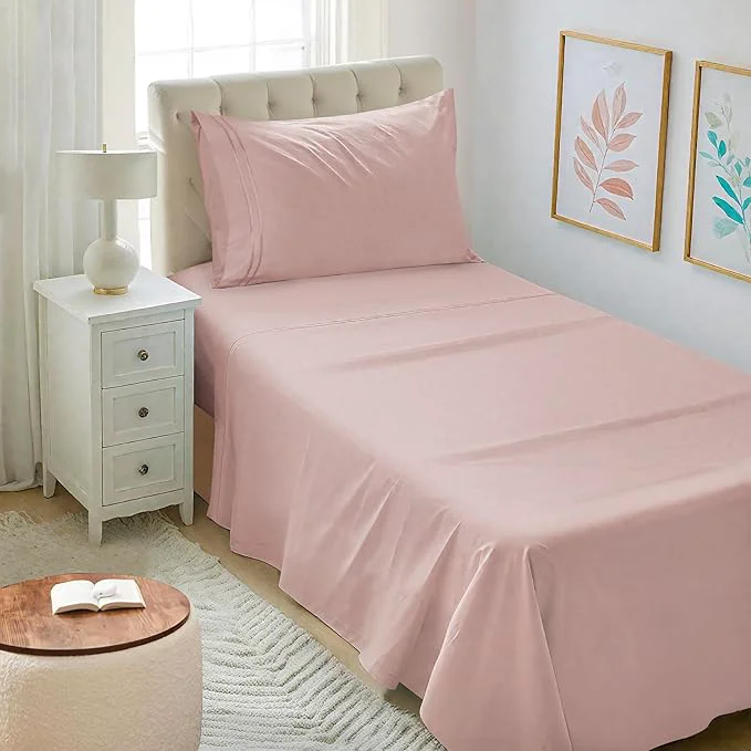 Mejoroom Twin XL Sheet Set – Hotel Luxury Microfiber Sheet amp Pillowcase Sets Fits College Dorm Room Mattress – Soft Breathable Wrinkle amp Fade Resistant – 3 Piece Dusty Pink