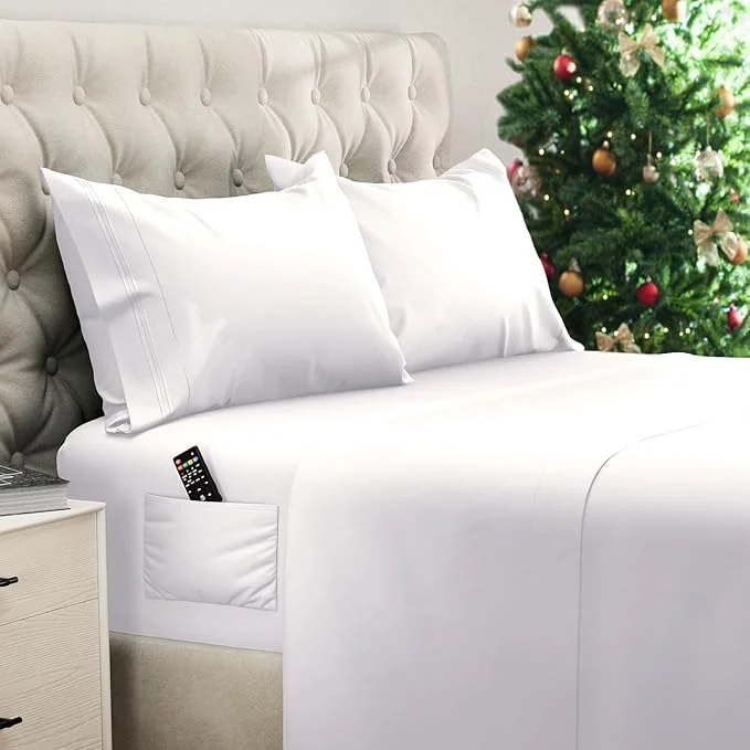 Clean DREAMCARE Queen Size Sheets – Cooling Bed Sheets – 4pcs Set – up to 15 quot Deep Pocket Queen Sheet Set – Sheets Queen Size Bed – Soft amp Long Lasting Fine Brushed Polyester with Side Pocket – White Trendy