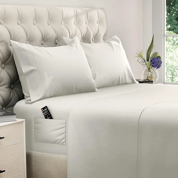 Minimalist DREAMCARE Full Size Sheets – 4 pcs Cooling Sheets – up to 21 Deep Full Sheet Set – Hotel Luxury Sheets amp Pillowcases – Superior Softness Fine Microfiber with Side Pocket – Ivory Excellent