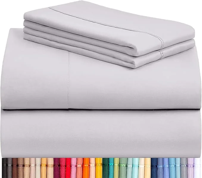 Functional LuxClub 4 PC Sheet Set Bed Sheets Deep Pockets 18 quot Eco Friendly Wrinkle Cooling Machine Washable Hotel Bedding Silky Soft – Dove Gray Queen Luxury