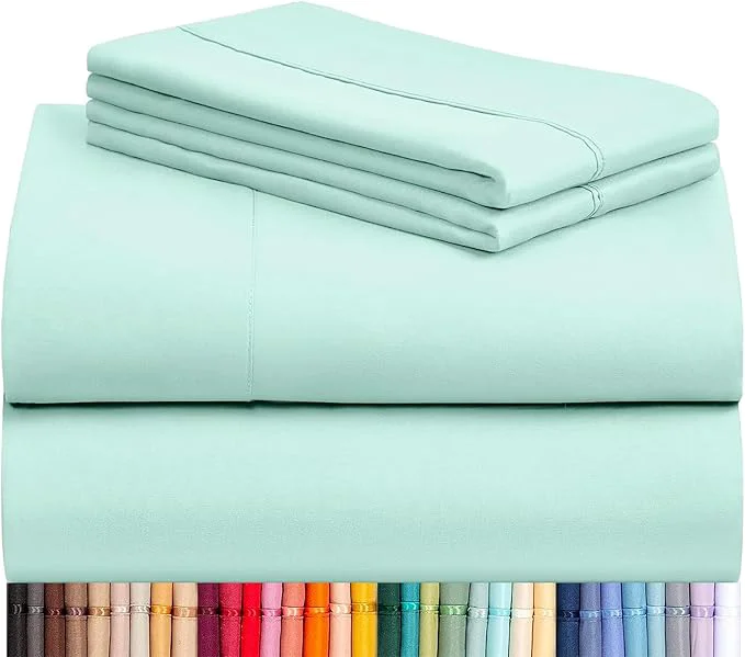 Environmentally Friendly LuxClub 4 PC Sheet Set Bed Sheets Deep Pockets 16 quot Eco Friendly Wrinkle Cooling Machine Washable Hotel Bedding Silky Soft – Aquamarine California King Exclusive
