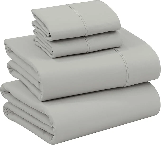 Reliable RUVANTI Cotton Sheets – Queen Size Percale Bedding Cooling amp Breathable Durable with a Crisp Soft amp Comfortable Feel 16 quot Deep Pocket 4-Piece Set Silver Solid