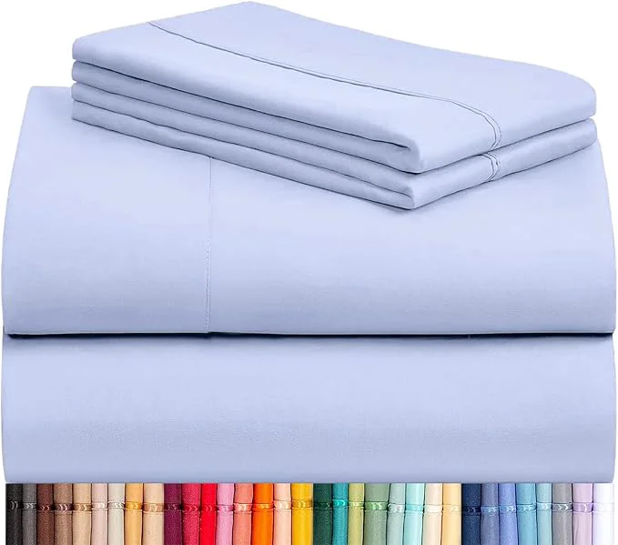 Dependable LuxClub 4 PC Sheet Set Bed Sheets Deep Pockets 16 quot Eco Friendly Wrinkle Cooling Machine Washable Hotel Bedding Silky Soft – Sky Blue King Premium