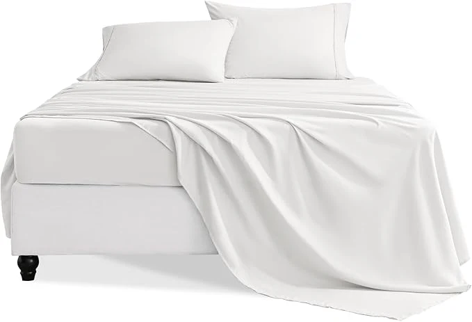Next-Generation Twin Sheets Set 3 Pieces Hotel Luxury Soft Microfiber Bed Sheets Set Up to 16 quot Deep Pockets Oeko-Tex Sheets with Elastic Breathable Wrinkle White Twin Recyclable