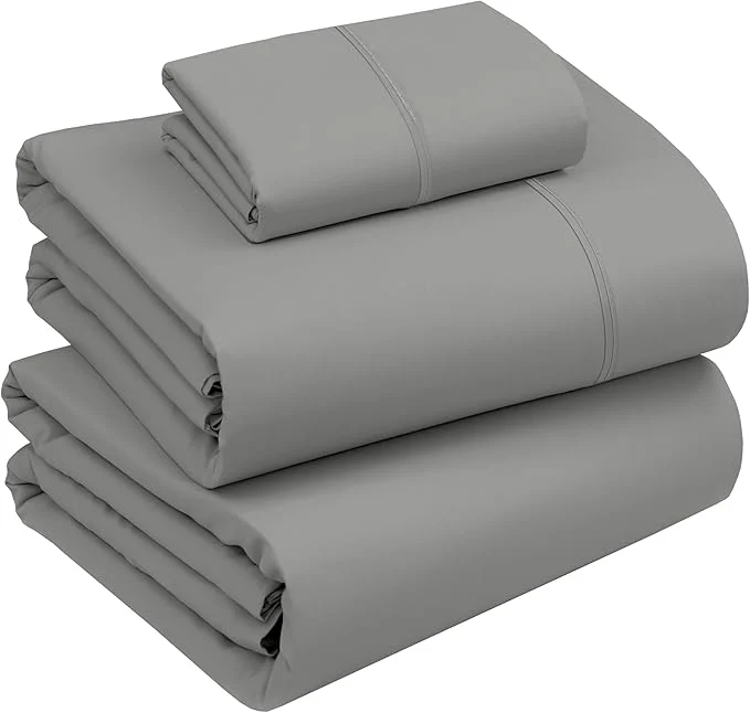Unique RUVANTI Cotton Sheets – Twin XL Size Percale Bedding Cooling amp Breathable Durable with a Crisp Soft amp Comfortable Feel 16 quot Deep Pocket 3-Piece Set Mist Grey Reusable
