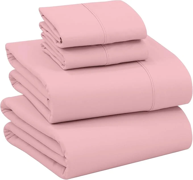 Natural RUVANTI Cotton Sheets – Queen Size Percale Bedding Cooling amp Breathable Durable with a Crisp Soft amp Comfortable Feel 16 quot Deep Pocket 4-Piece Set Bridal Rose Recyclable