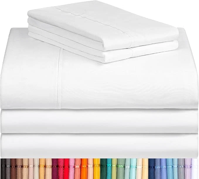 Functional LuxClub 7 PC Split King Sheet Set Bed Sheets Deep Pockets 18 quot Eco Friendly Wrinkle Cooling Sheets Machine Washable Hotel Bedding Silky Soft – White Split King World-Class