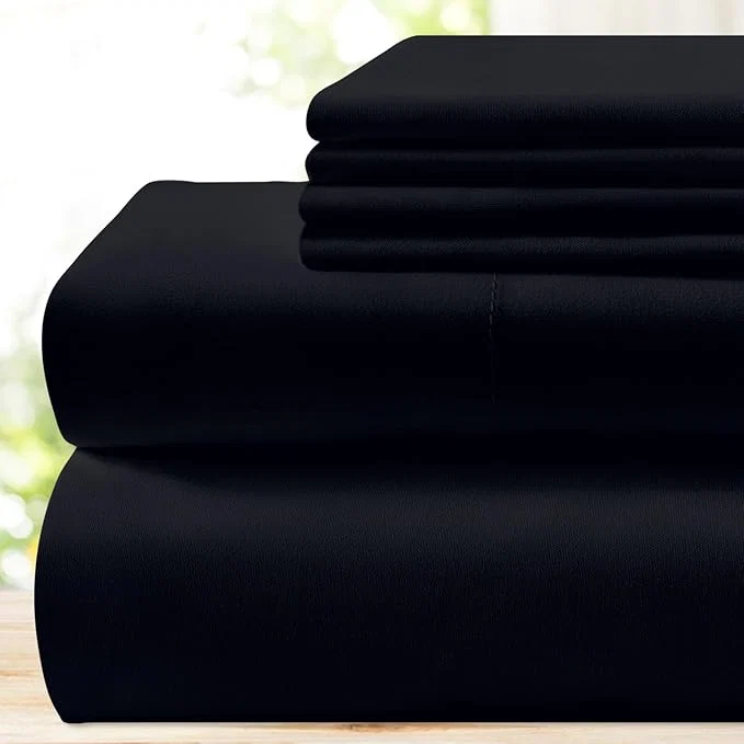 Eco-Friendly BYSURE 6 Pieces Bed Sheets Set Queen Black – Hotel Luxury Super Soft 1800 Thread Count Microfiber Sheets with Deep Pockets Wrinkle amp Fade Resistant Fine Crafted