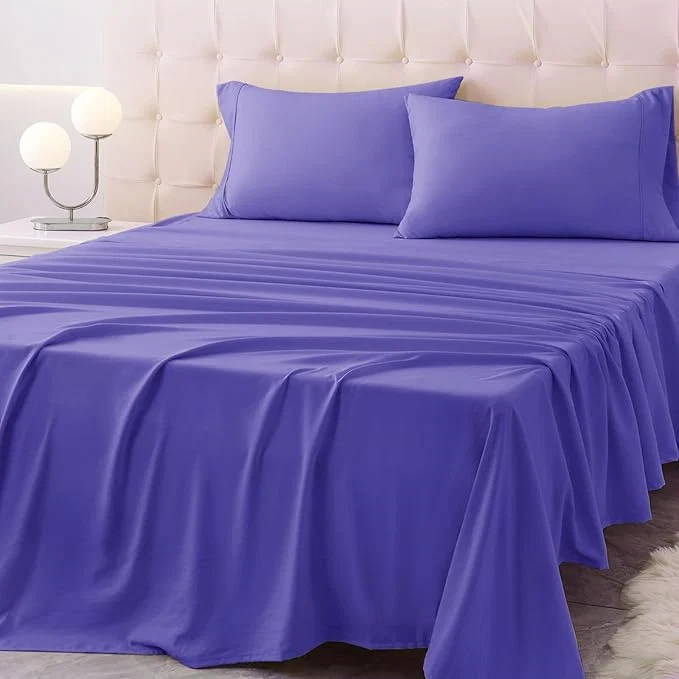 Secure Queen Size Bed Sheet Set – 4 Piece Soft Microfiber Sheets with Deep Pockets Cooling Technology and Wrinkle- Pillowcase. Hotel-Quality Durable Bedding Very Peri Functional