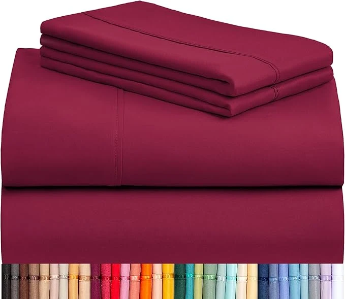 Detailed LuxClub Twin XL Sheets – Soft Twin Bed Sheets for-Boys-and-Girls-3 PC Deep Pockets 18 quot Eco Friendly Wrinkle -Kids-Fitted Sheets Machine Washable Hotel Bedding Silky Soft – Burgundy Twin XL Easy-to-Use