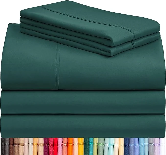 High-Performance LuxClub 5 PC Split King Sheet Set Breathable Luxury Bed Sheets Deep Pockets 18 quot Eco Friendly Wrinkle Cooling Sheets Machine Washable Hotel Bedding Silky Soft – Emerald Split King Green