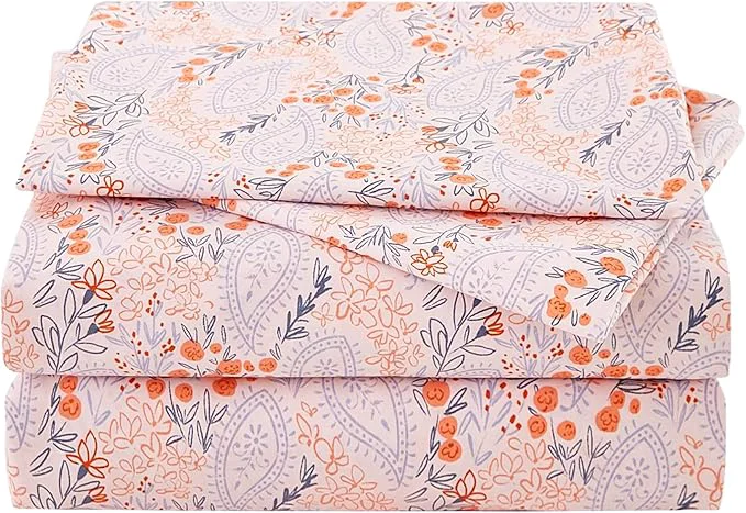 Efficient JSD Pink Paisley Floral Sheet Set King Size 4 Piece Soft Printed Microfiber Sheets Extra Deep Pocket Reusable