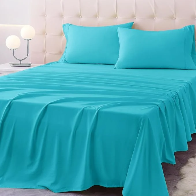 Luxury Twin XL Size Bed Sheet Set – 3 Piece Soft Microfiber Sheets with Deep Pockets Cooling Technology and Wrinkle- Pillowcase. Hotel-Quality Durable Bedding Capri Blue Responsible