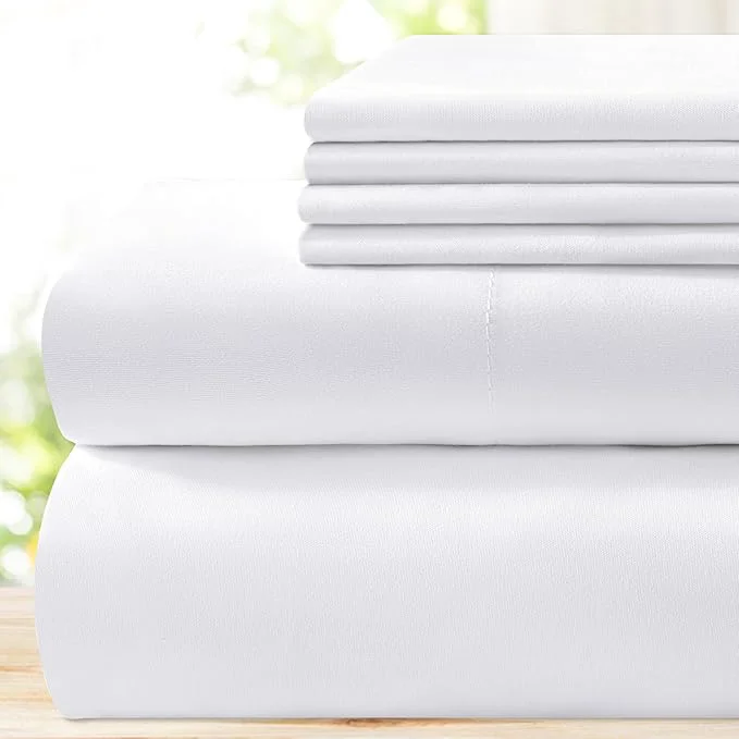 Crafted BYSURE Hotel Luxury Bed Sheets Set 4 Piece Twin White – Super Soft 1800 Thread Count Microfiber Sheets with Deep Pockets Wrinkle amp Fade Resistant Original Design