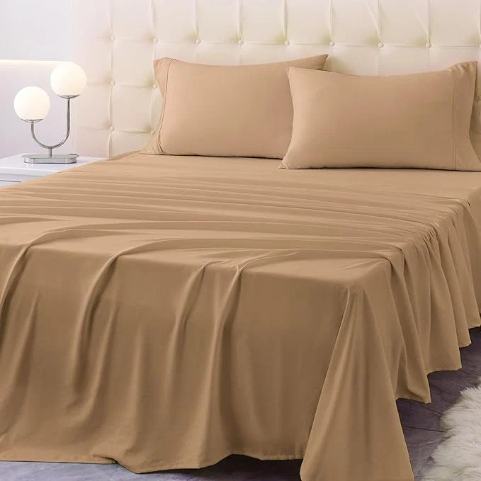 Smart King Size Bed Sheet Set – 4 Piece Soft Microfiber Sheets with Deep Pockets Cooling Technology and Wrinkle- Pillowcase. Hotel-Quality Durable Bedding Brush Modern