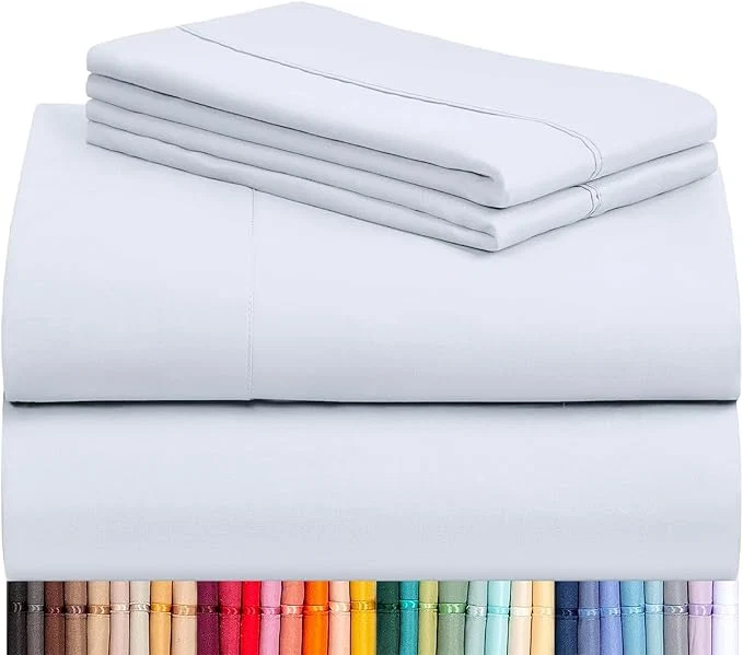 Luxury LuxClub 4 PC Sheet Set Bed Sheets Deep Pockets 16 quot Eco Friendly Wrinkle Cooling Machine Washable Hotel Bedding Silky Soft – Baby Blue Full Detailed