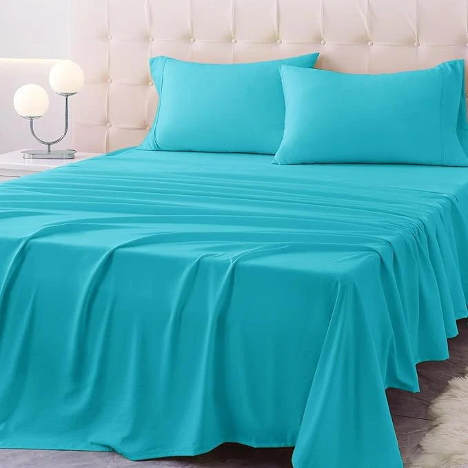Smooth Full Size Bed Sheet Set – 4 Piece Soft Microfiber Sheets with Deep Pockets Cooling Technology and Wrinkle- Pillowcase. Hotel-Quality Durable Bedding Capri Blue Effective