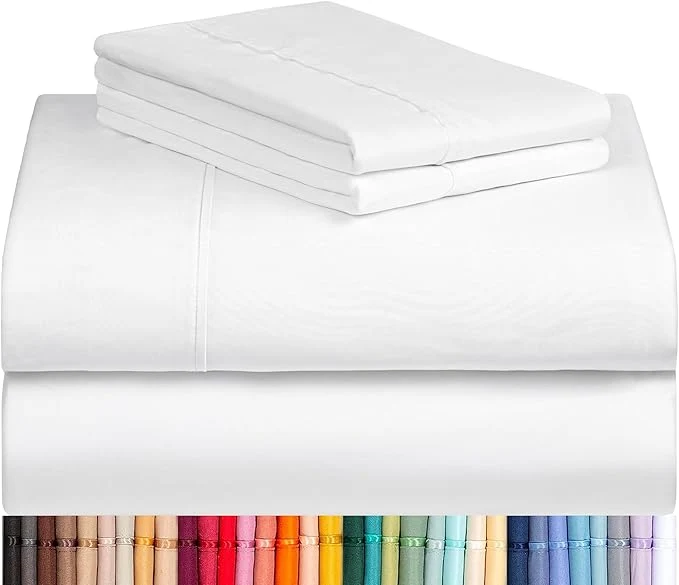 Innovative LuxClub 4 PC California King Sheet Set Deep Pockets Wrinkle Cooling Bed Sheets Hotel Bedding for Women Men Includes 1 Fitted Sheet 1 Flat Sheet and 2 Pillowcases-White Responsible