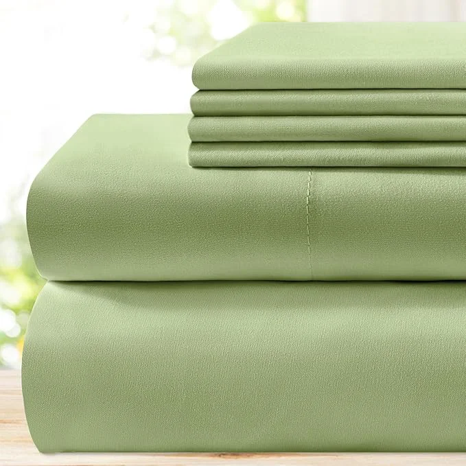 Safe BYSURE 6 Pieces Bed Sheets Set King Sage Green – Hotel Luxury Super Soft 1800 Thread Count Microfiber Sheets with Deep Pockets Wrinkle amp Fade Resistant Detailed