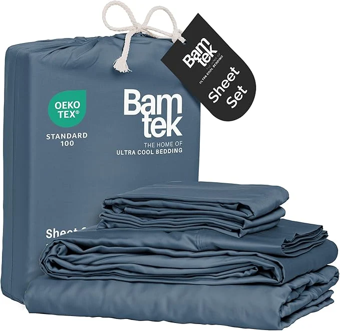 Authentic Viscose Bamboo Twin XL Sheets 3PC Set – Extra Long – Cooling Bedding for Hot Sleepers with Moisture Wicking Technology – Silky Soft 16 Inch Deep Pocket Storm – 38 quot x 80 quot Stylish