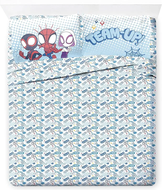 Prestigious Jay Franco Kids Sheet Set with Fitted Flat Sheets amp Pillow Cover – Ultra-Soft Bedding with Pillowcase for Room Decor Multi – Spidey amp Friends 4 Piece Full Professional