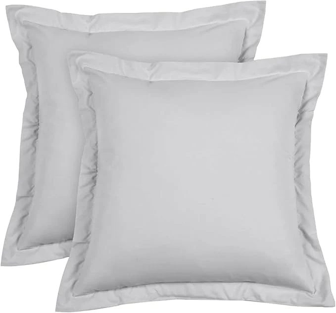 Durable Euro Sham Covers 28×28 Set of 2 Silver Grey 600 Thread Count Egyptian Cotton Pack of 2 Euro 28×28 Pillow Cover Cushion Cover Cases Soft Skin Friendly European Size Decorative Square Pillow Shams Modern