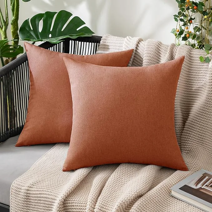 Carefully Designed MIULEE Pack of 2 Decorative Outdoor Solid Waterproof Throw Pillow Covers Faux Original Design