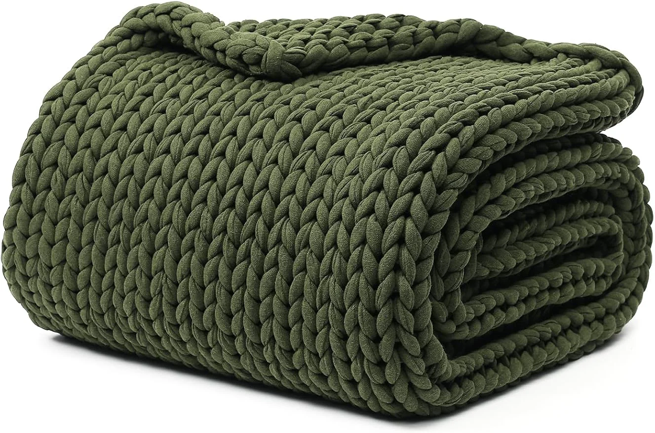 Expertly Made YnM Cotton Weighted Blanket Handmade Chunky Knitted Design Soft and Cozy Fine Crafted