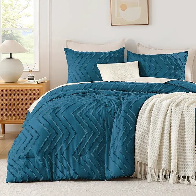 Fast Andency Teal Comforter Set Queen Size Boho Soft Warm Tufted Bedding Comforter Sophisticated